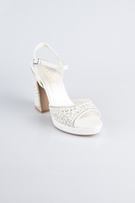 Party-Schuhe Steinbesetzt Weiß ABG1143