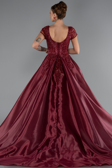 Weinrot Designer Abendkleid Lang ABU4449