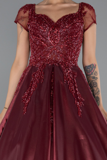 Weinrot Designer Abendkleid Lang ABU4449