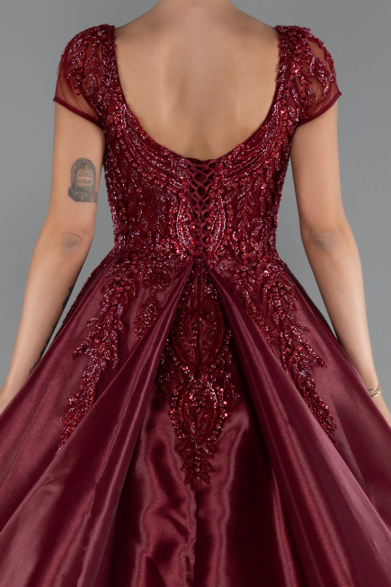 Weinrot Designer Abendkleid Lang ABU4449