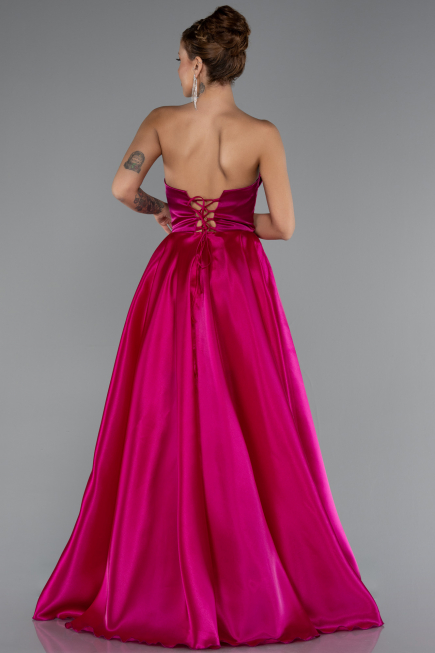 Standesamtkleid Lang Satin Fuchsie ABU5064