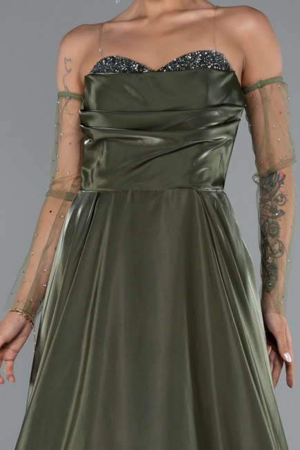 Khaki Abendkleid Lang ABU3604