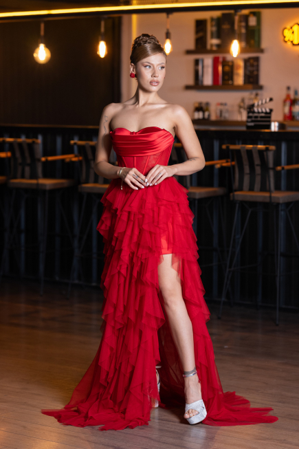 Standesamtkleid Lang Rot ABU5071