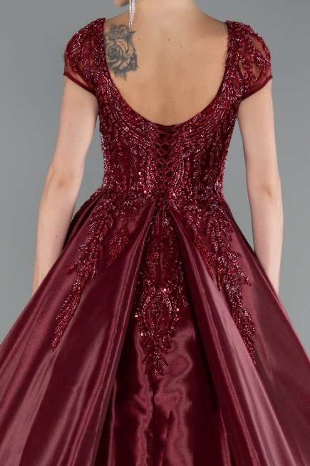 Weinrot Designer Abendkleid Lang ABU4449