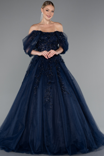 Marineblau Designer Abendkleid Lang ABU4720
