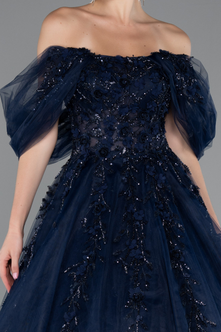 Marineblau Designer Abendkleid Lang ABU4720
