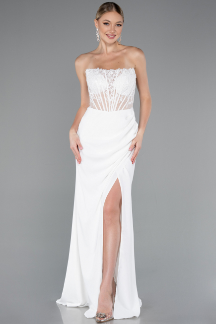 Weiß Abendkleid Lang ABU5001