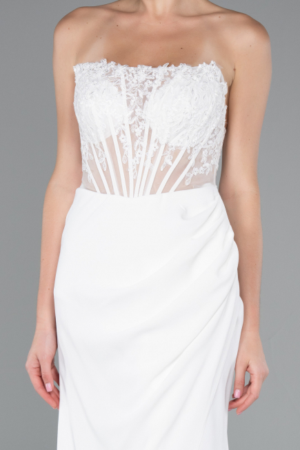 Weiß Abendkleid Lang ABU5001