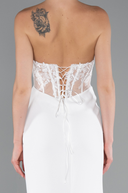 Weiß Abendkleid Lang ABU5001