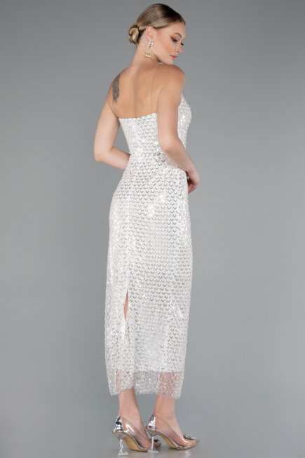 Weiß Partykleid Midi ABK2260