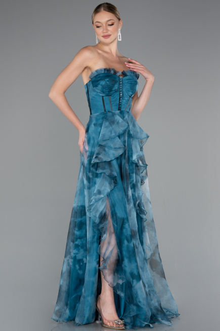 Petrolgrün Abendkleid Lang ABU3360