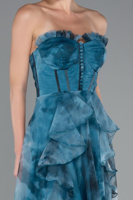 Petrolgrün Abendkleid Lang ABU3360
