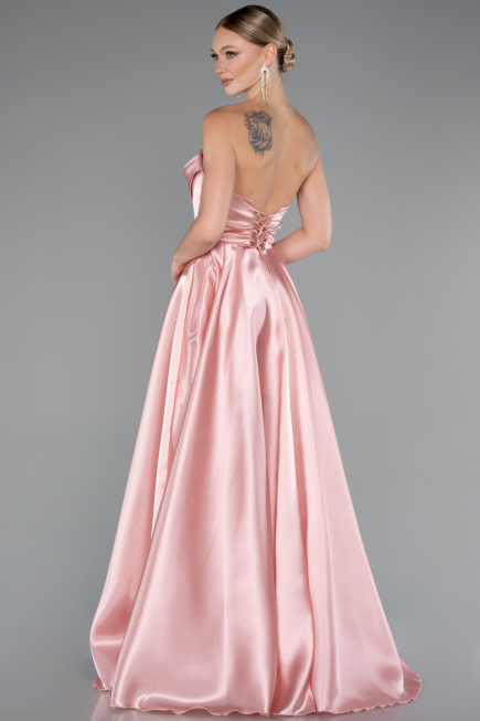 Standesamtkleid Lang Satin Puder ABU5064