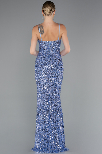 Indigo Abendkleid Schuppig Lang ABU4842