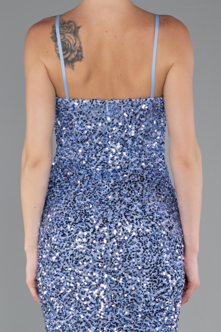 Indigo Abendkleid Schuppig Lang ABU4842
