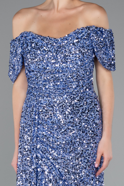 Abendkleid Lang Schuppig Indigo ABU4843