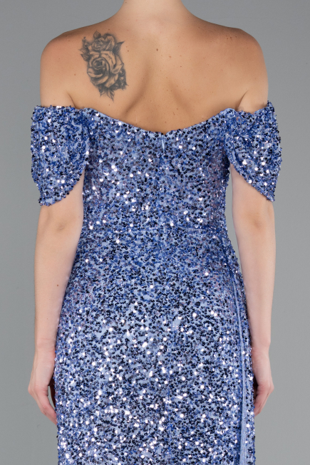 Abendkleid Lang Schuppig Indigo ABU4843