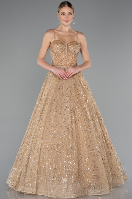 Gold Abendkleid Lang ABU3839