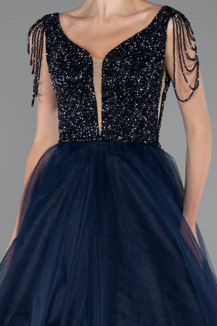 Designer Abendkleid Lang Marineblau ABU5019