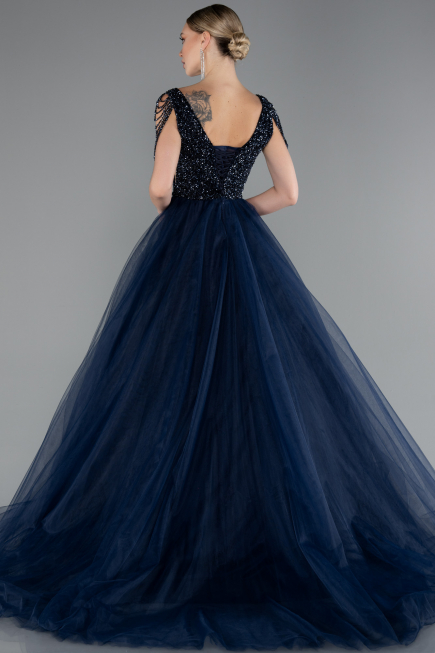 Designer Abendkleid Lang Marineblau ABU5019