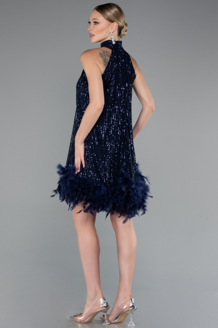 Abendkleid Kurz Marineblau ABK2348