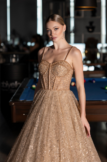 Gold Abendkleid Lang ABU3839