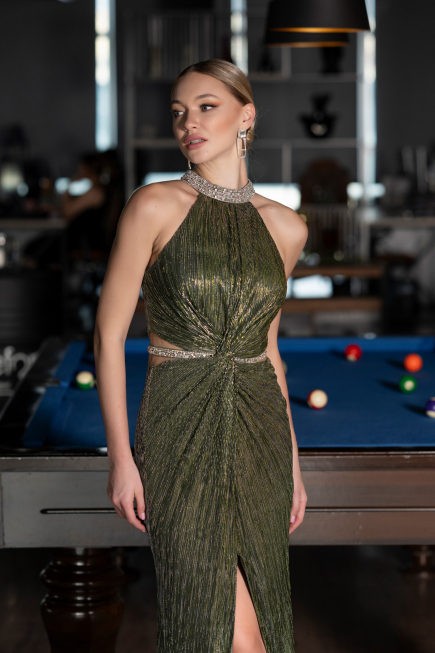 Abendkleid Lang Khaki ABU4324