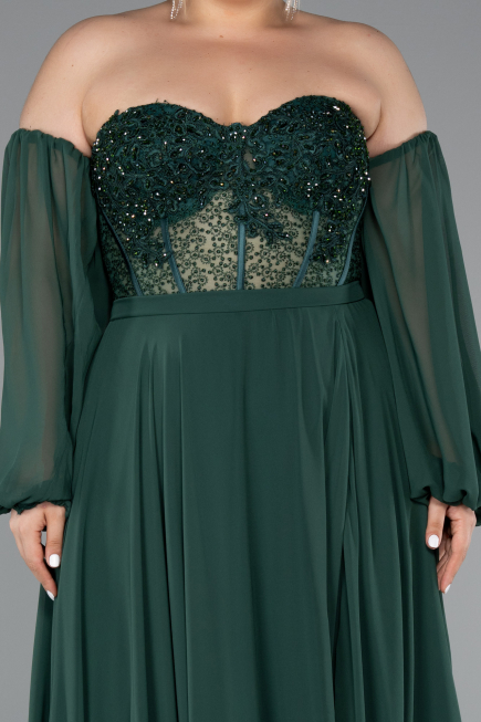 Smaragdgrün Abendgarderobe İn Großen Größen Chiffon Lang ABU5037