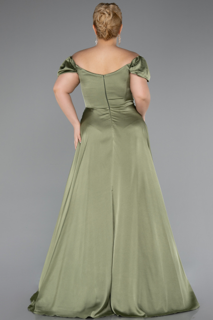 Khaki Abendgarderobe İn Großen Größen Satin Lang ABU4576