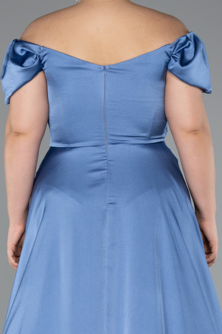 Indigo Abendgarderobe İn Großen Größen Satin Lang ABU4576