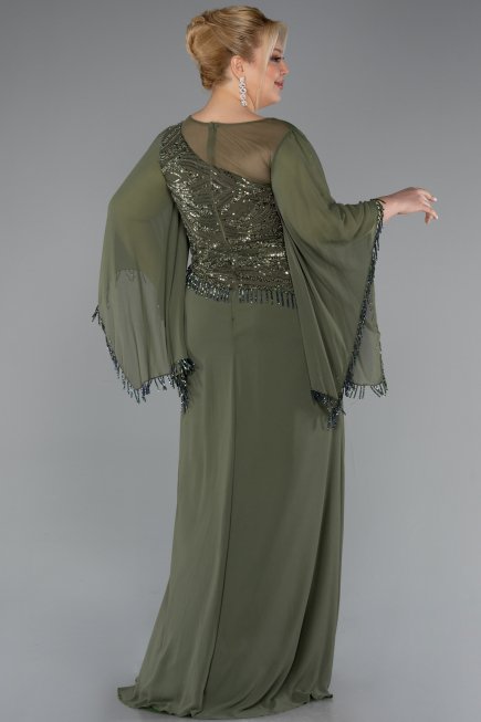 Abendkleid in Übergröße Lang Chiffon Khaki ABU5093