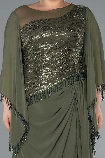 Abendkleid in Übergröße Lang Chiffon Khaki ABU5093