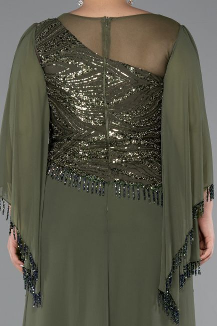 Abendkleid in Übergröße Lang Chiffon Khaki ABU5093