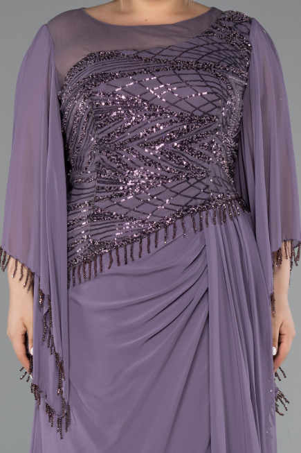 Abendkleid in Übergröße Lang Chiffon Lavendel ABU5093