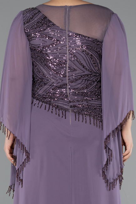 Abendkleid in Übergröße Lang Chiffon Lavendel ABU5093