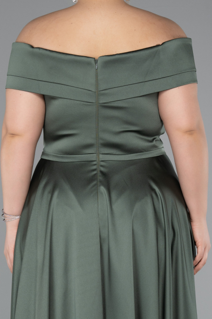 Khaki Abendgarderobe İn Großen Größen Satin Lang ABU2355