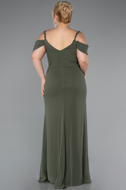 Khaki Abendkleid İn Übergröße Chiffon Lang ABU3742