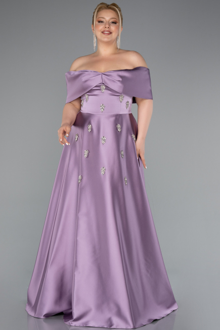 Lavendel Abendkleid İn Übergröße Satin Lang ABU4998