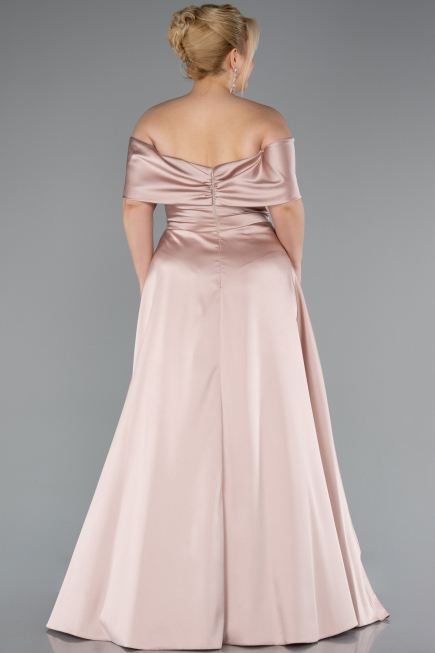 Nerzbraun Abendkleid İn Übergröße Satin Lang ABU4998
