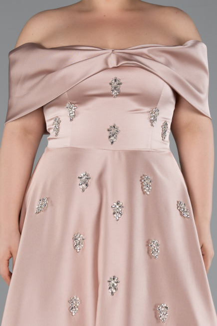 Nerzbraun Abendkleid İn Übergröße Satin Lang ABU4998