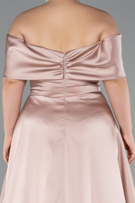 Nerzbraun Abendkleid İn Übergröße Satin Lang ABU4998