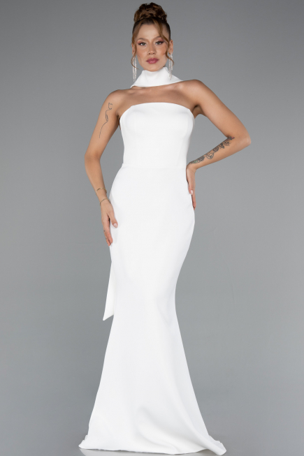 Abendkleid Lang Weiß ABU5097