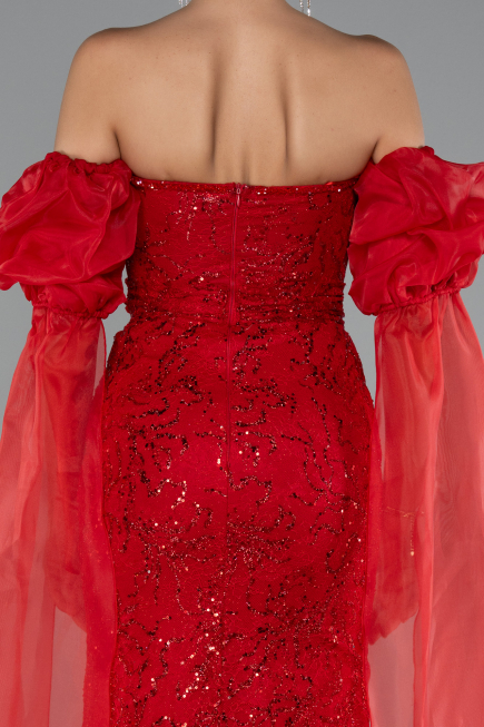 Abendkleid Lang Spitze Rot ABU5102