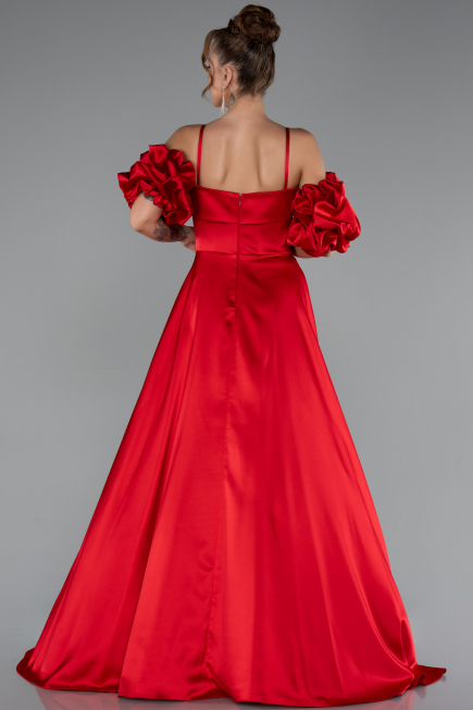 Abendkleid Lang Satin Rot ABU5103