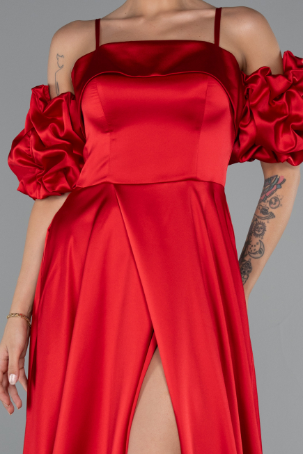 Abendkleid Lang Satin Rot ABU5103