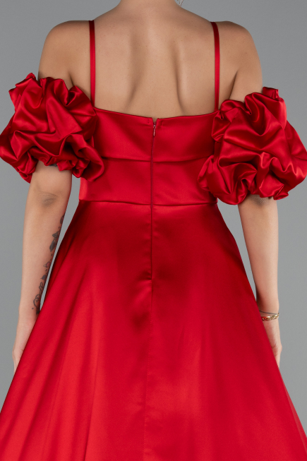 Abendkleid Lang Satin Rot ABU5103