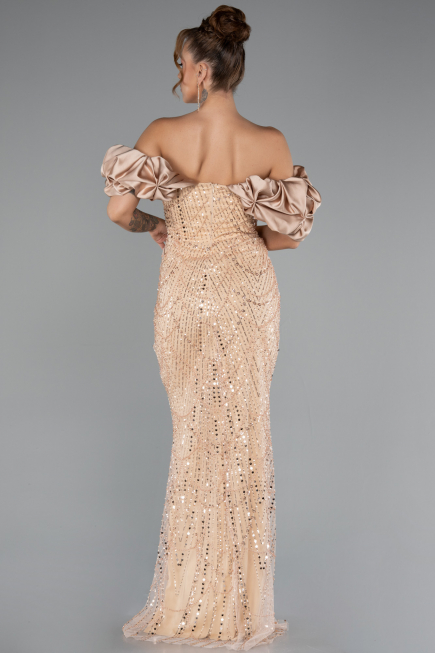 Abendkleid im Meerjungfrau-Stil Lang Gold ABU4509