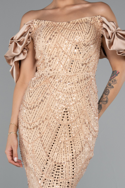 Abendkleid im Meerjungfrau-Stil Lang Gold ABU4509
