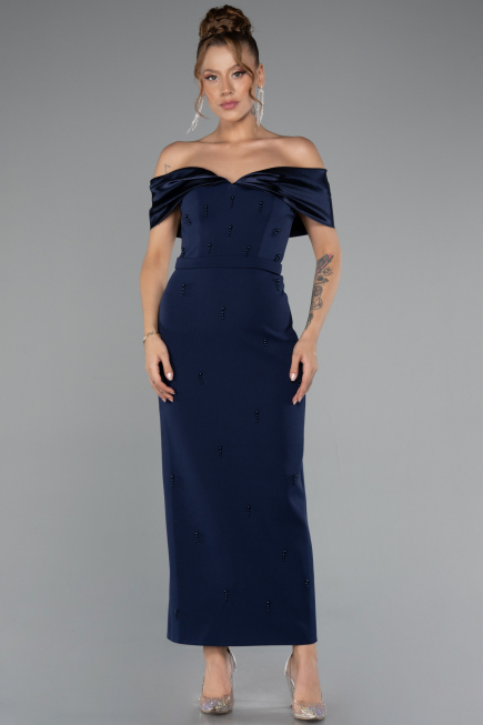 Marineblau Partykleid Midi ABK2212
