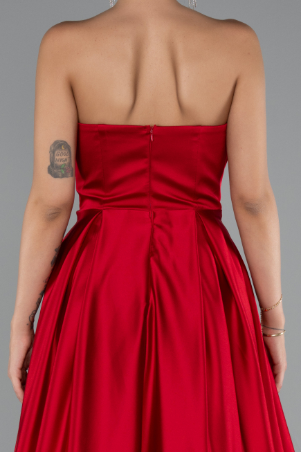 Abschlusskleid Lang Satin Rot ABU5105